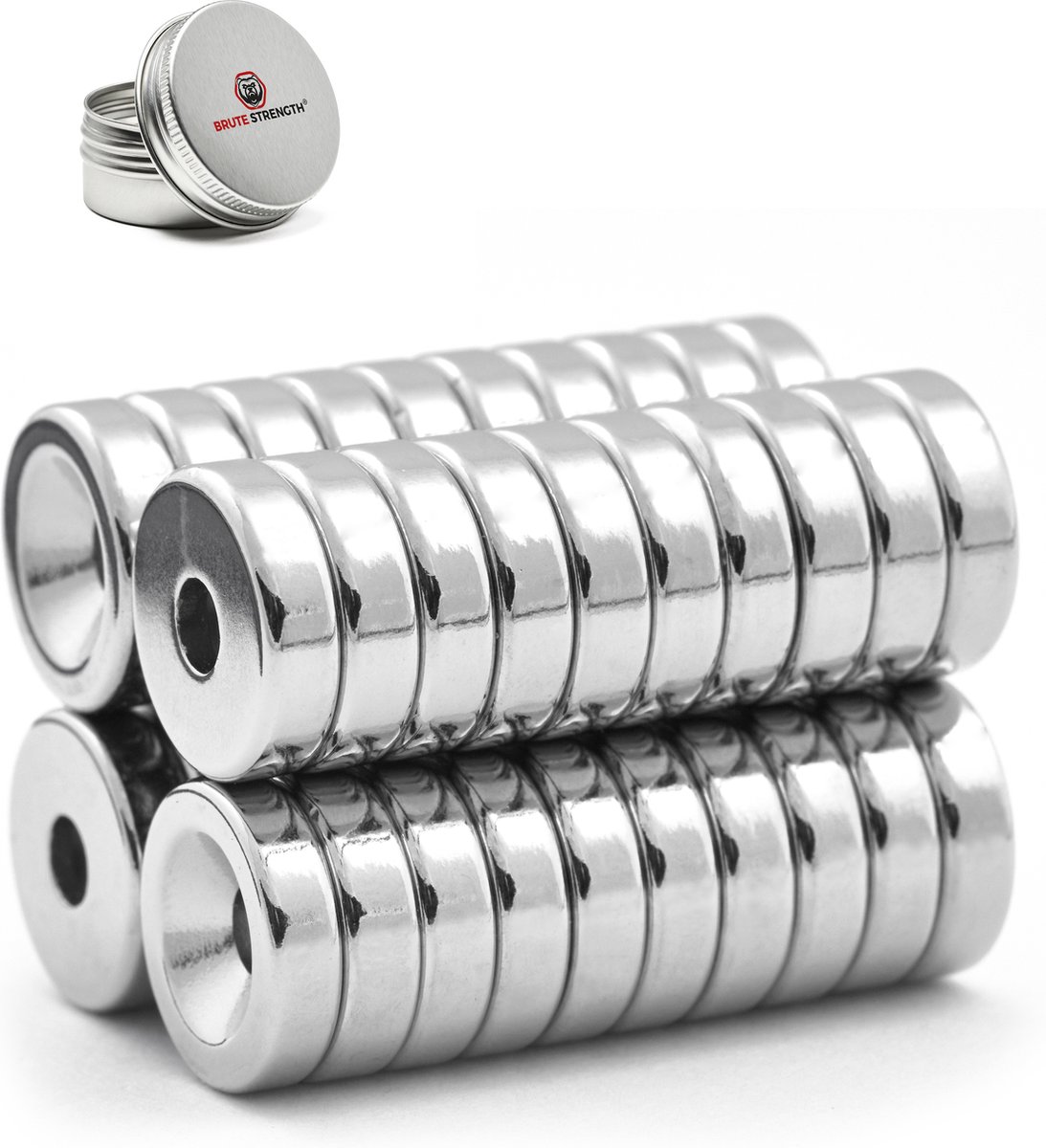 Brute Strength - Super sterke ring magneten - Rond - 15 x 4 mm met 4 mm gat - 40 Stuks - Neodymium magneet sterk