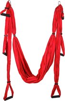 Yoga hangmat - Rood - Aerial Yoga swing - Compleet systeem met 3 sets handgrepen - tot 300kg