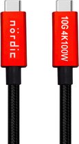 NÖRDIC USBC-N1381 - USB3.2 Gen2 SuperSpeed ​​- ​​USB 10Gbps - Power 100W - Vidéo 4K60Hz - 0.5m - Rouge