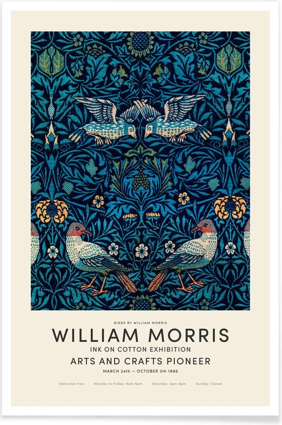 JUNIQE - Poster William Morris - Birds Exhibition -13x18 /Blauw &