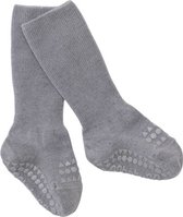 GoBabyGo - Katoenen Antislip Sokjes - Sokken - Grey Melange 0-6 maanden