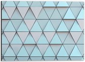 Dibond - Geometrisch Ruit Patroon in Blauwe Kleur - 40x30 cm Foto op Aluminium (Wanddecoratie van metaal)