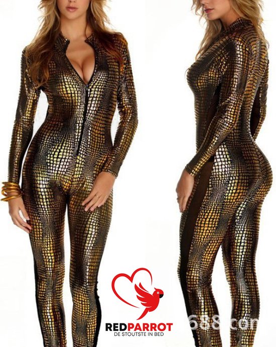 Bodysuit slangenprint Jungle deluxe | Snake print jumpsuit | Erotische suit | Sexy bodysuit | S tot en met XL