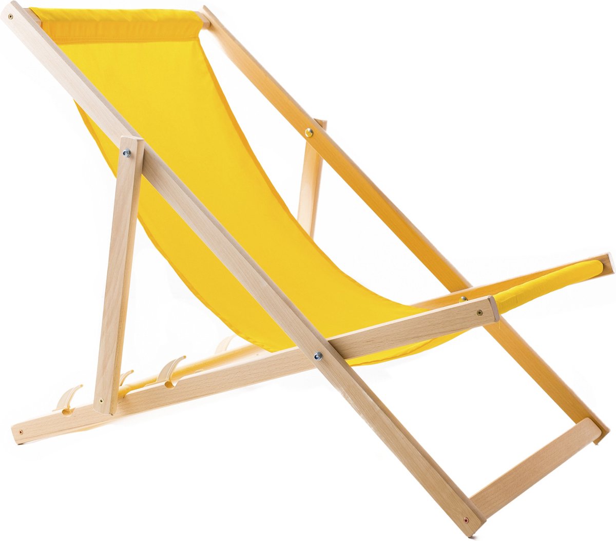 WOODOK - Houten ligstoel gemaakt van hoogwaardig beukenhout met drie verstelbare rugleuningposities / Strandbed - Geel