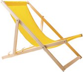 Houten ligstoel - strandstoel gemaakt van hoogwaardig beukenhout met drie verstelbare rugleuningposities / Strandbed - Geel