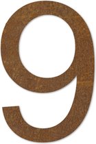 LIROdesign – Huisnummer nr. 9 XL  – Huisnummer cortenstaal – Huisnummerbord
