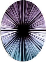 Dibond Ovaal - Abstracte Strepen in Paars en Blauw tegen Zwart Doek - 81x108 cm Foto op Ovaal (Met Ophangsysteem)