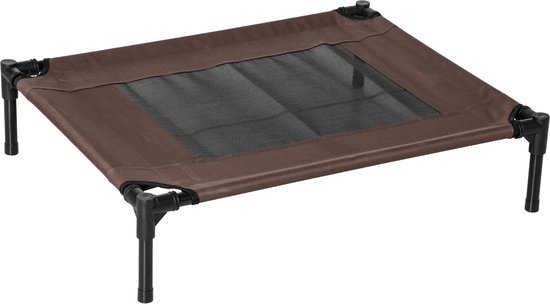 PawHut Hondenbank, hondenbed, huisdierbank met verhoogd design, hondenbank, kattenbank, hondenstoel met houten poten, flanel, crème, 47 x 40 x 20 cm