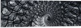 Dibond - Cirkelvormig Patroon met Zwart, Wit en Grijs - 120x40 cm Foto op Aluminium (Wanddecoratie van metaal)