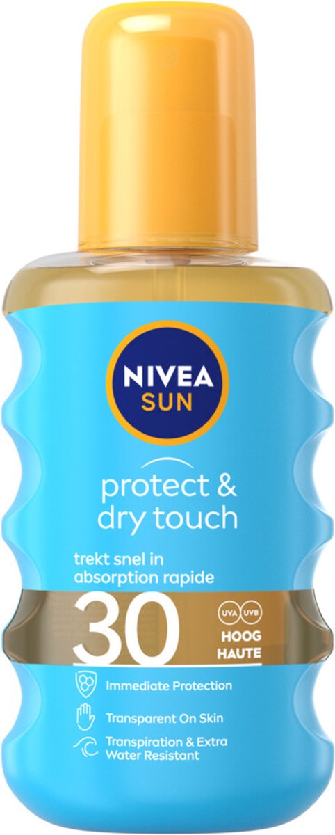 NIVEA Sun - Protect en Dry Touch Verfrissende Vernevelende Zonnebrand Spray SPF 30 - 2 x 200 ml - Voordeelverpakking
