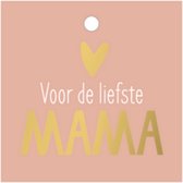 Cadeaukaartje- Cadeaulabel- Moederdag- voor de liefste Mama- 5 stuks- 6x6 cm- Roze- Goud