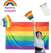Regenboog Accessoires Feestpakket - Pride Accessoires - Regenboog Waaier, Vlag en Schminkstick