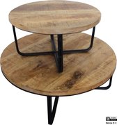 Iron Round Coffee Table Natural Finish (Set of 2)