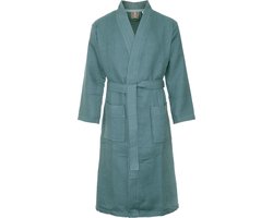 Sauna badjas petrol S - unisex badjas - biologisch katoen - wafel badjas katoen - kimono - wafel badjas dames - wafel badjas heren