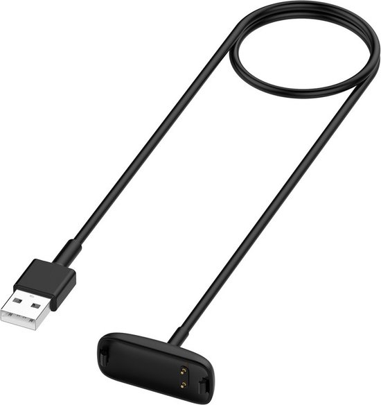 Câble de chargement USB noir pour Fitbit Inspire 3 avec connecteur magnétique.