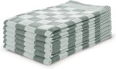 Set de Essuies de vaisselle Blok Vert foncé - 65x65 - Set de 6 - Carreaux - Bloc serviettes - 100% coton - Essuies de vaisselle Horeca