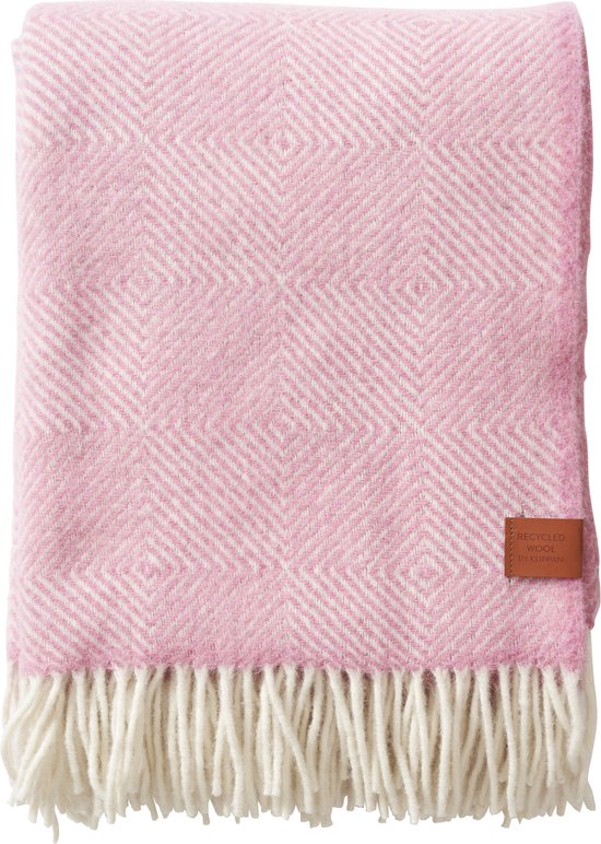 Klippan 100% wollen plaid - Gooseye roze - receycled wool- 130-200cm