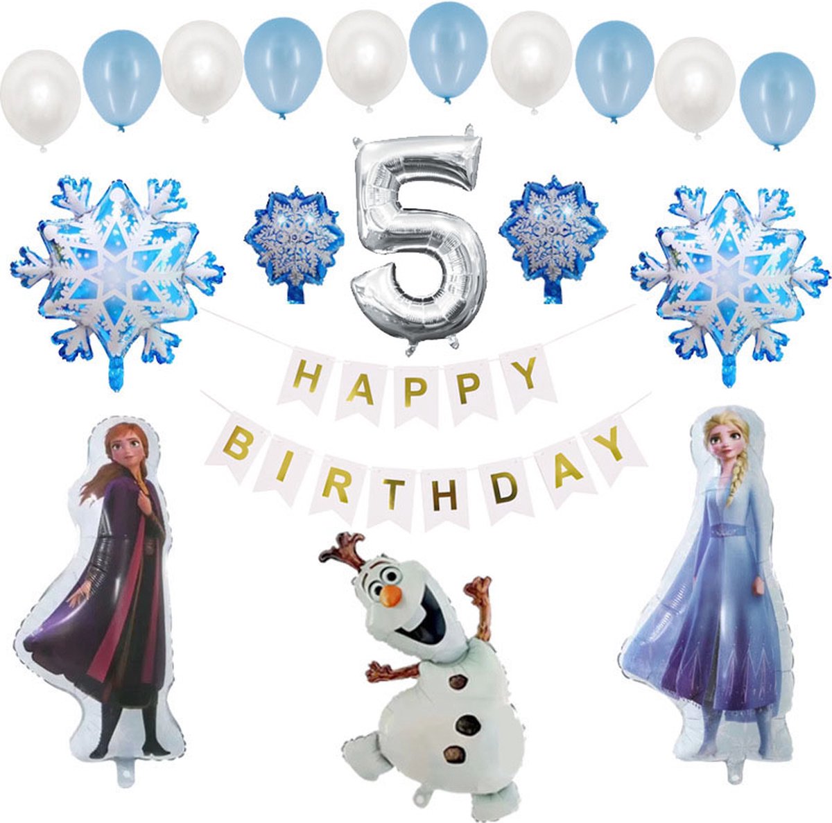 Frozen Verjaardagskaarsen, Glitter 5e Verjaardag Nummer Kaars, Sneeuwvlok Nummer 5 Kaarsen voor Cake, Blauw Wit Bevroren Cake Kaarsen Toppers voor Meisjes Frozen Thema Verjaardag Decoraties