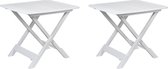 Pro Garden Table d'appoint de jardin/camping pliable - 2x - Plastique - blanc - 44 x 44 x 50 cm