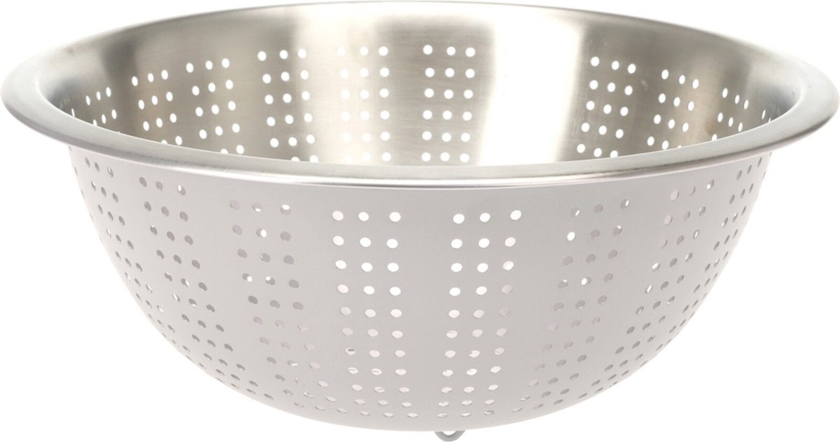 Excellent Houseware RVS keuken vergiet/zeef - afgieten etenswaren - creme wit - 27 x 12.5 cm
