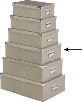 5Five Opbergdoos/box - 3x - beige - L40 x B26.5 x H14 cm - Stevig karton - Crocobox