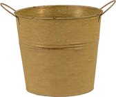 Mega Collections Plantenpot/bloempot/emmer - zink - oud goud - D18 x H16 cm