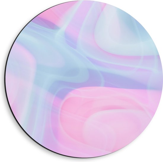 Dibond Muurcirkel - Mix van Pastelkleuren - 40x40 cm Foto op Aluminium Muurcirkel (met ophangsysteem)