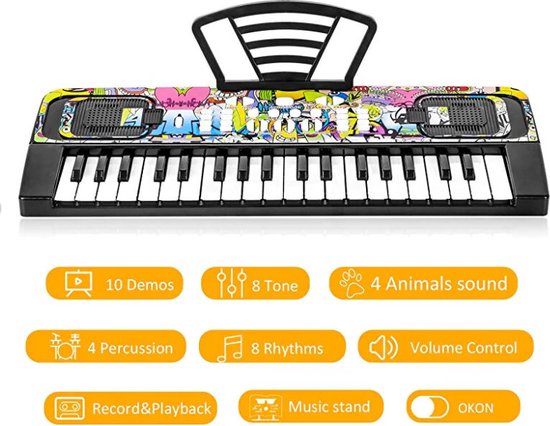 Jouets Electronic Keyboard - 37 tons - enregistreur vocal - 45 cm - piano  musical -... | bol.com