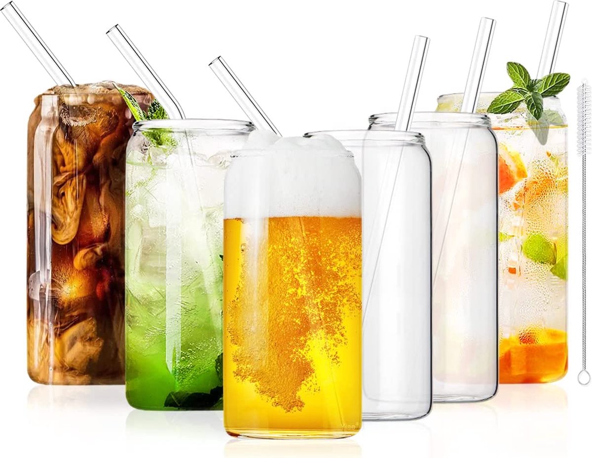 Lot de 6 Verres "long drinks" 500 ml Verres à café glacé Verres à boire en étain avec...