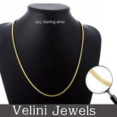 12K goud vergulde 925 zilver 2.1mm slang halsketting-roestvrij-45cm+5cm verlengstuk met anker slot