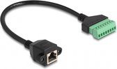 Câble RJ45 (v) - Bornier (2 parties) - U/UTP - CAT6 Gigabit / noir - 0 mètre