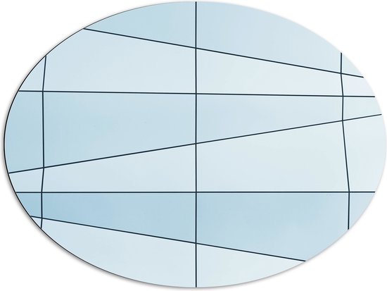 Dibond Ovaal - Ongelijke Donker en Lichtblauwe Vakken - 96x72 cm Foto op Ovaal (Met Ophangsysteem)