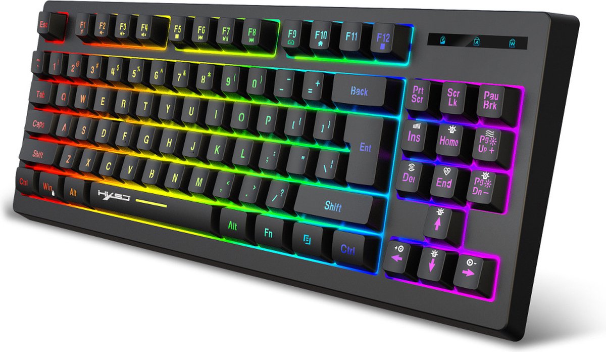 HXSJ L100 Draadloos Toetsenbord - HXSJ L100 - Draadloos - Membraan toetsen - Ergonomisch - RGB - Bluetooth - 87 Keys - Membrane Keyboard 87 Keys RGB