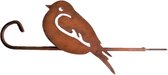 Iron Art Tuindecoratie - Vogel met voederhaak - boomschroef - Ecoroest