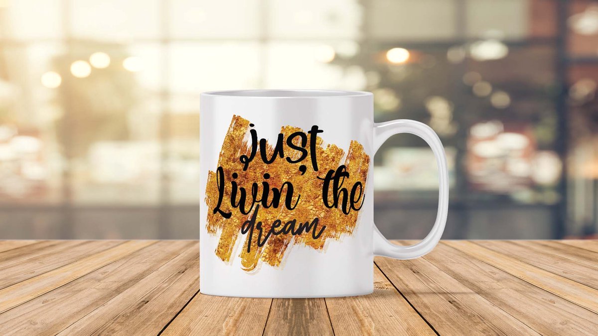 Mok Just livin' the dream - Liefde - positief - cute - cadeau - love - creatief - motivation