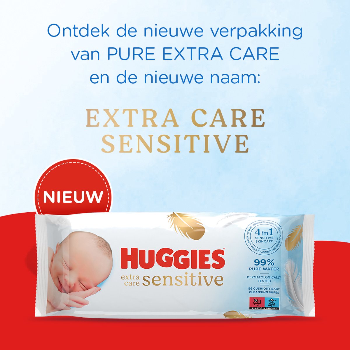 Huggies Lingettes Bébé Pure Extra Care 56 Pièces