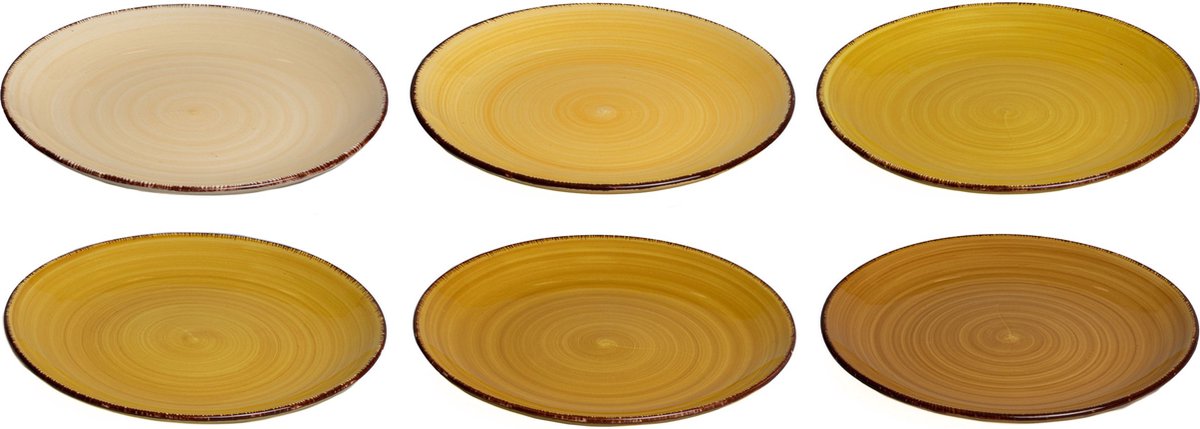 Dutch Kitchen Ontbijtbord Geel/Sunny Fall - ø 19 cm - 6 Stuks - Aardewerk