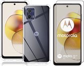 Hoesje geschikt voor Motorola Moto G73 - Screen Protector GlassGuard - Back Cover Case ShockGuard Transparant & Screenprotector