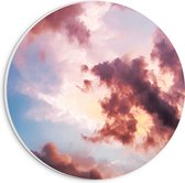 PVC Schuimplaat Muurcirkel - Rozekleurig Wolkenveld in Blauwe Lucht - 20x20 cm Foto op Muurcirkel (met ophangsysteem)