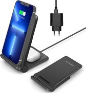 Universele Oplaadstation + 20W USB-C Power Adapter - QI Gecertificeerd - Draadloze Oplader - Voor Smartphone, Telefoon, GSM, Draadloze Oordopjes