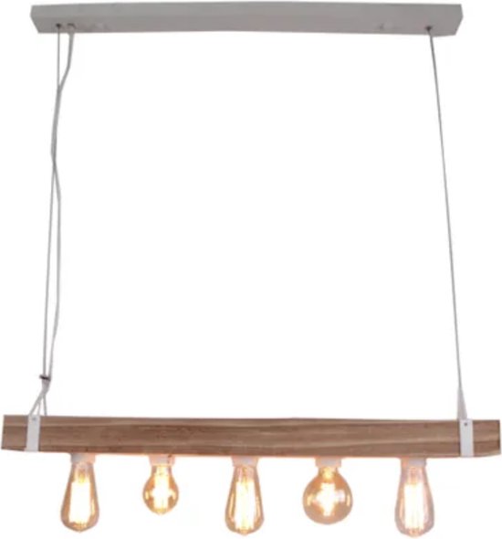 Brilliant lamp White Wood hanglamp design Woonkamer Plafondlamp - Eetkamer Plafondlamp - Plafondlamp Hout - Vintage Rechthoekige Loft Lamp - Industriële Plafondlamp, donker hout, 5 lichtsBrilliant lamp White Wood hanglamp