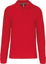 Herenpoloshirt met knopen en lange mouwen Rood - 4XL