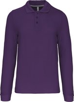 Herenpoloshirt met knopen en lange mouwen Paars - 4XL