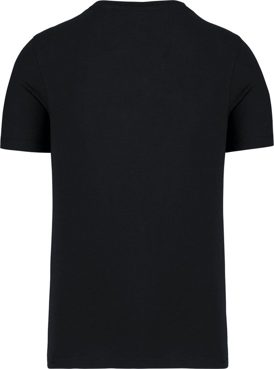 Heren t-shirt 'Henley' merk Kariban met fantasieknopen Zwart - 4XL