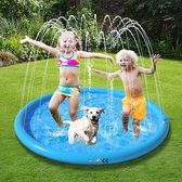 Waterspeelmat - Waterspeelmat met Fontein - 130 x 130 x 10 cm - Sproeier voor Honden - BPA-vrij - Pvc Sproei Pad - Antislip - Instelbare Waterhoogte - Blauw