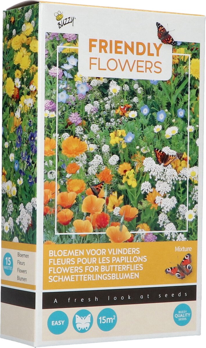 1x Bloemzaden 'Friendly flowers - vlinder mengsel 15m2' - BULBi® bloembollen en planten met bloeigarantie