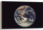 Hout - Vooraanzicht van de Aarde - 90x60 cm - 9 mm dik - Foto op Hout (Met Ophangsysteem)