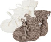 Noppies - Chaussons tricotés - emballés dans une boîte cadeau - 2 paires - Bébé 0-12 mois - Coton bio - White - Taupe Melange