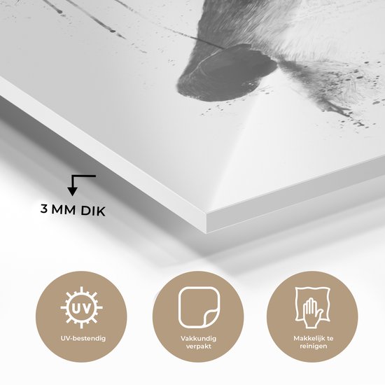 MuchoWow® Glasschilderij 30x40 cm - Schilderij acrylglas - Hond - Ballon - Stippen - Vogels - Foto op glas - Schilderijen