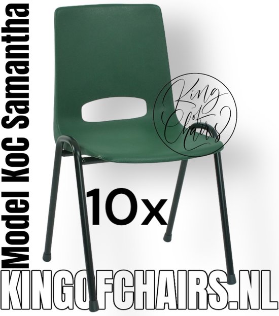 King of Chairs -set van 10- model KoC Samantha groen met zwart onderstel. Kantinestoel stapelstoel kuipstoel vergaderstoel kantine stapel stoel kantinestoelen stapelstoelen kuipstoelen arenastoel kerkstoel schoolstoel De Valk 3320 bezoekersstoel